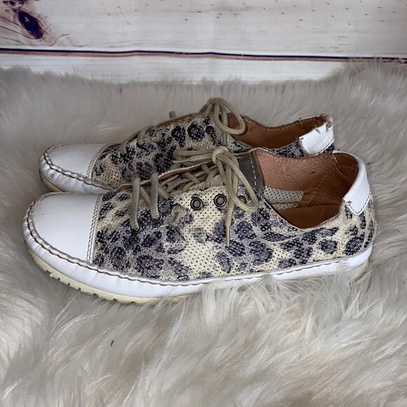 Italian Leather Leopard Lace Up Sneakers 39 - Picture 6 of 13
